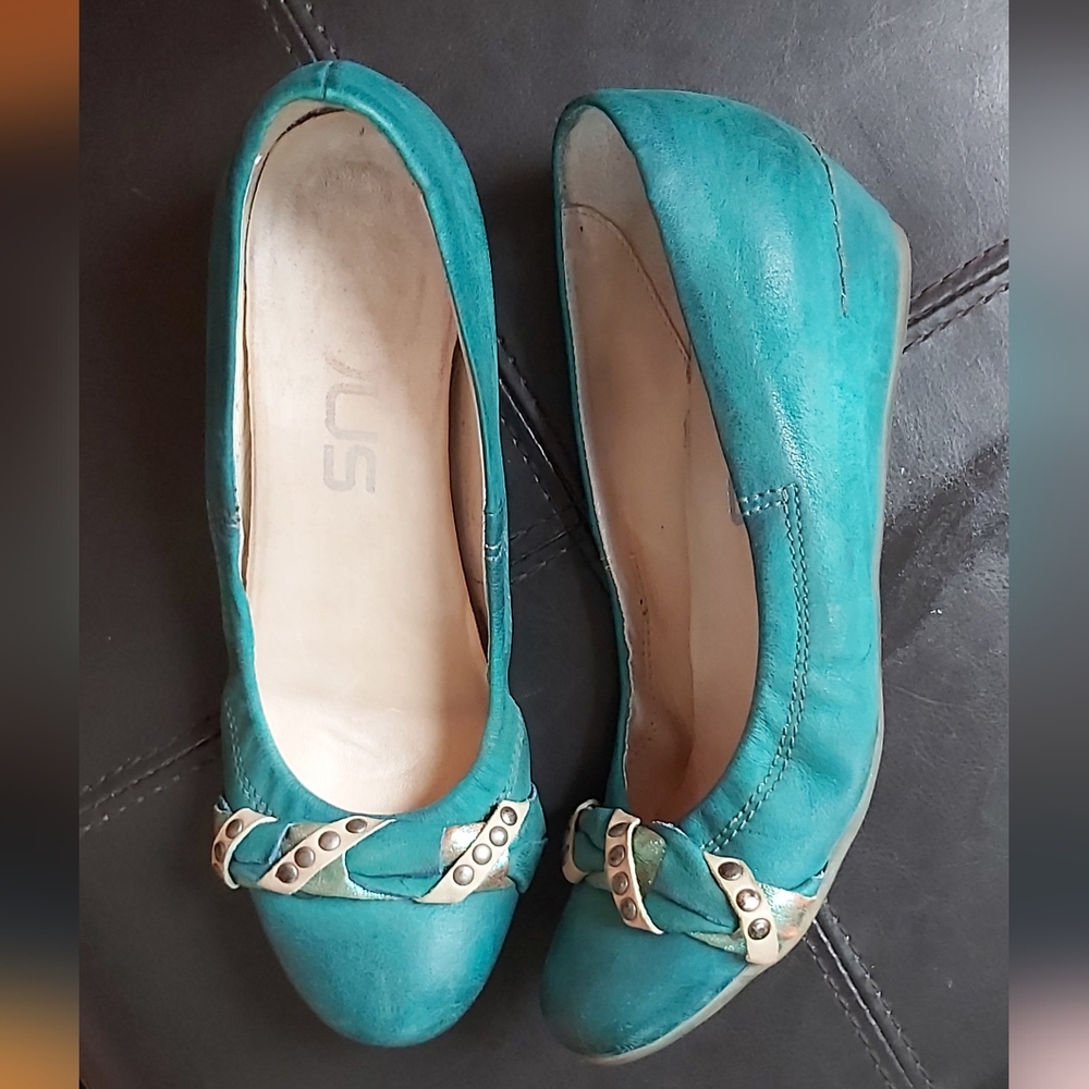 MJUS Teal Suede leather wedge